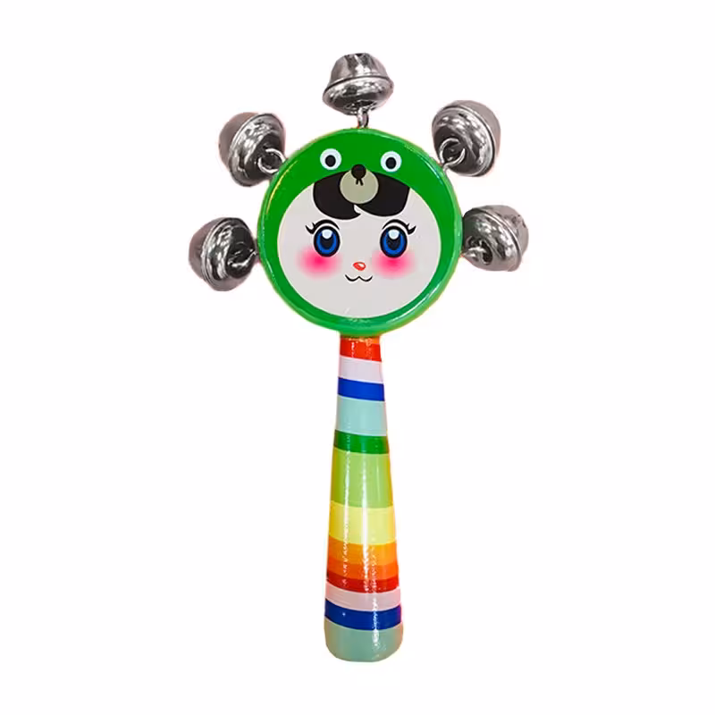 اسباب بازی چوبی جغجغه کودک رنگ سبز دخترانه مدل P/7790/D