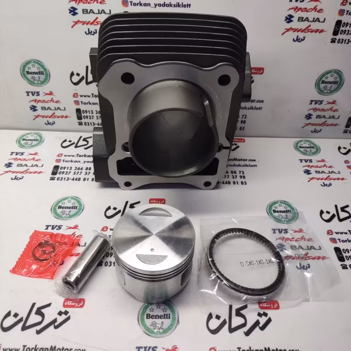 سیلندر با رینگ و پیستون ( پستان ) موتور بنلی 150 قدیم کاربرات و انژکتور ( کیفیت درجه 1 )