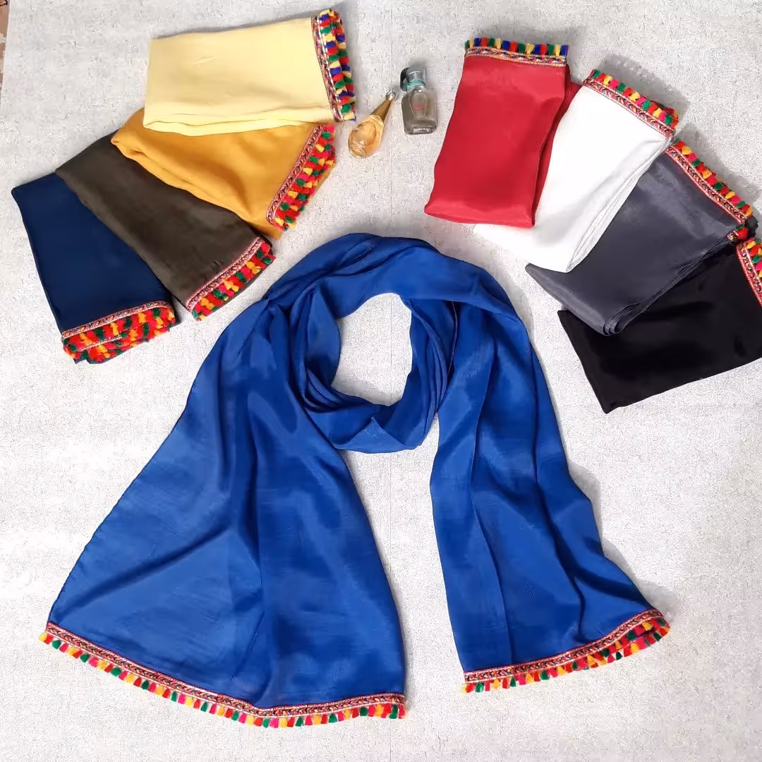 شال زرد نخ اسلپ حاشیه سنتی