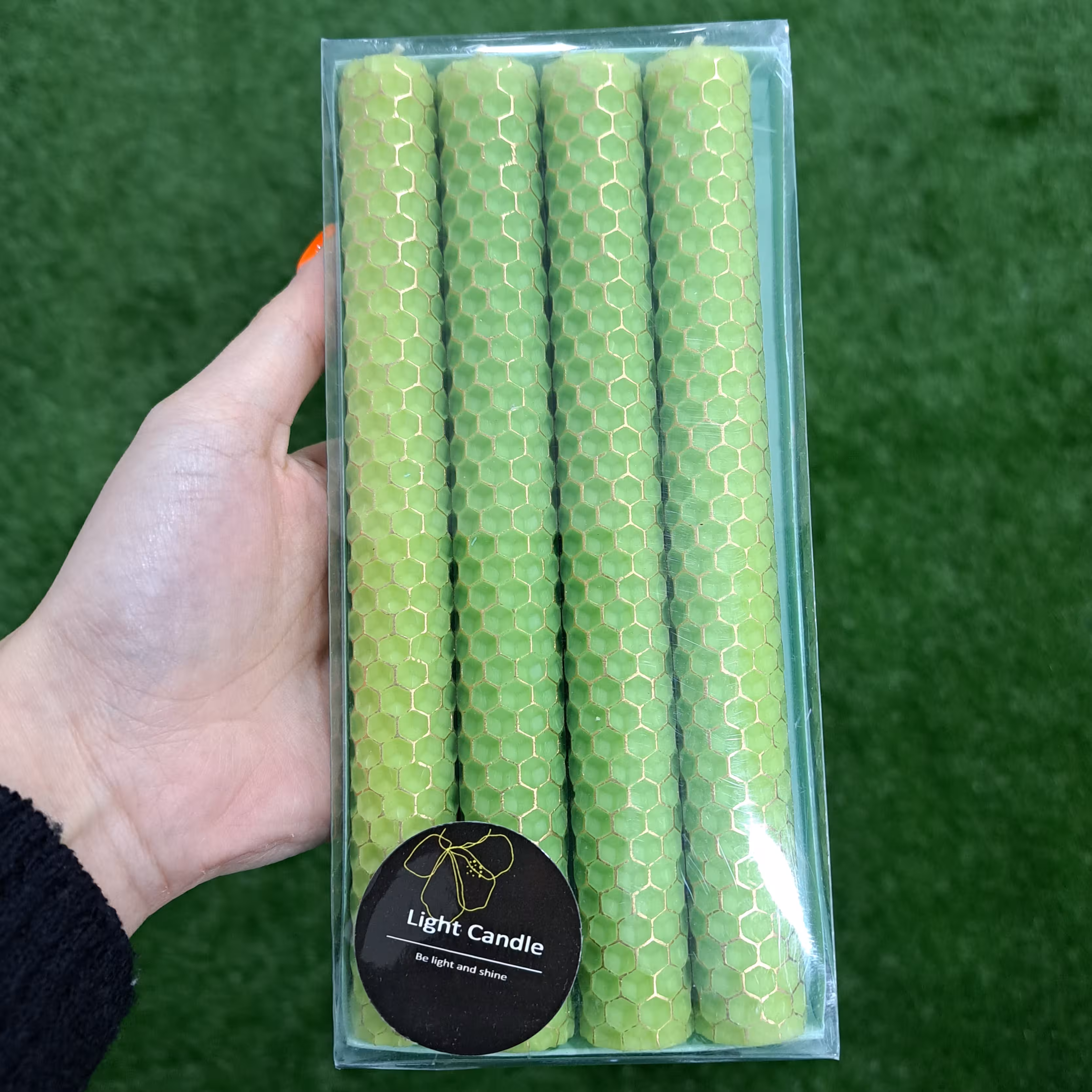 شمع 4 تایی دست ساز مدل کندو سبز