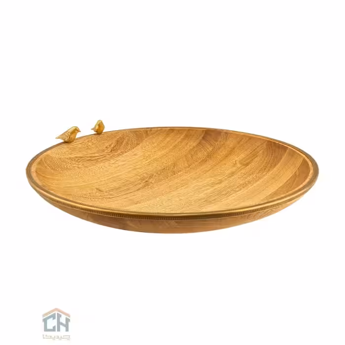 میوه خوری چوب و برنج گرد گلدکیش طرح WOOD مدل GK829513