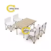میز و صندلی آکاردئونی 4 نفره سفری تاشو ضد زنگ - کمپ آراس