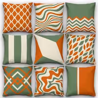 کاور کوسن کد 48 (ست سبز و نارنجی)