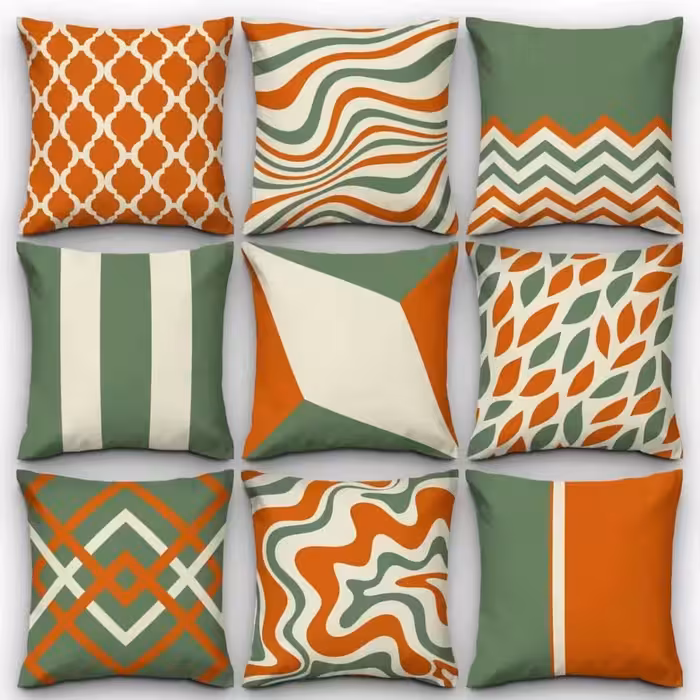 کاور کوسن کد 48 (ست سبز و نارنجی)