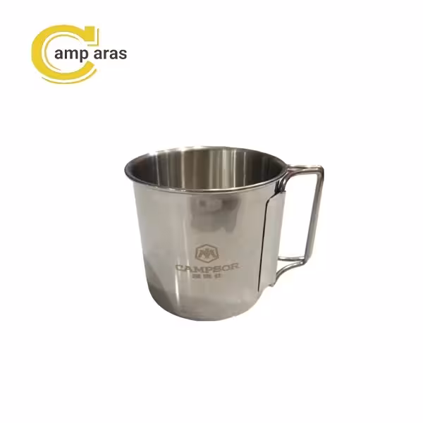 لیوان استیل کمپسور دسته تاشو CAMPSOR SUS 304 - کمپ آراس