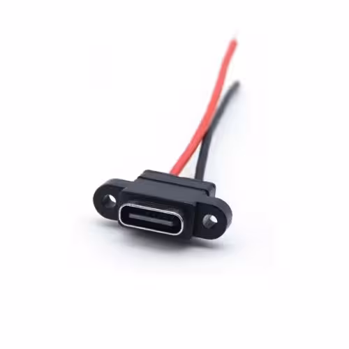 کانکتور مادگی تایپ سی C سیم دار بیضی رو پنلی پیچ خور