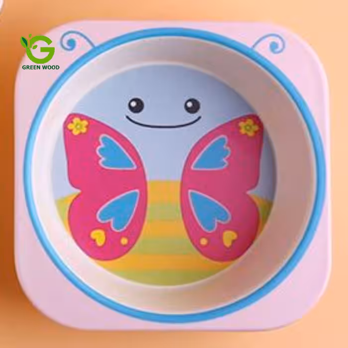 کاسه کودک بامبو فایبر (ظرف کودک) طرح پروانه کد Gw120301018