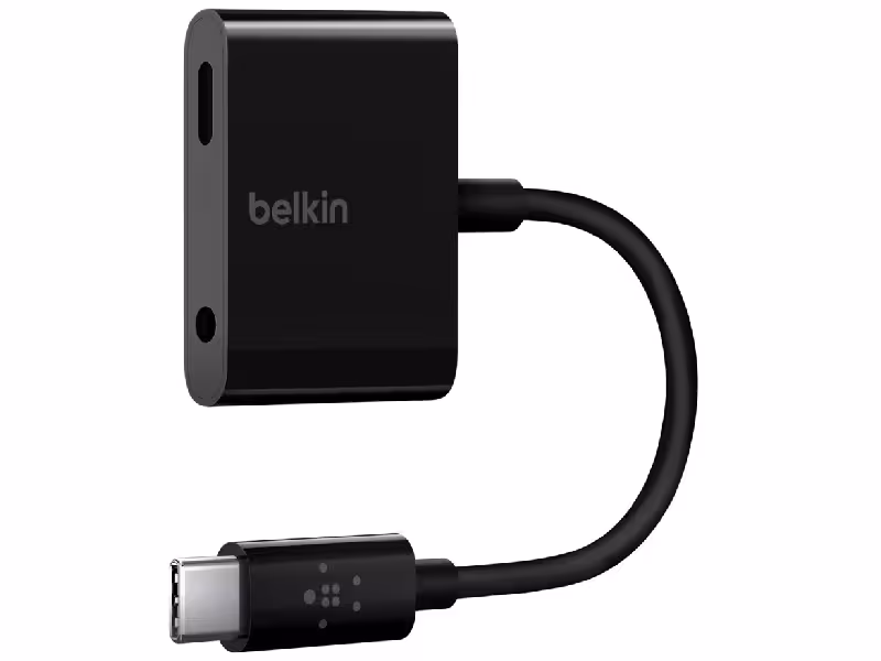 مبدل تایپ سی به صدا AUX و پورت شارژ بلکین مدل F7U080btBLK