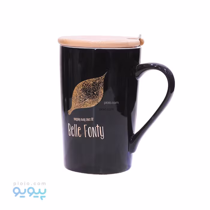 لیوان سرامیکی با درب چوبی