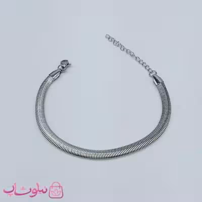 دستبند هرینگبون نقره ای رنگ مدل نرم عرض 5 میل کد 798