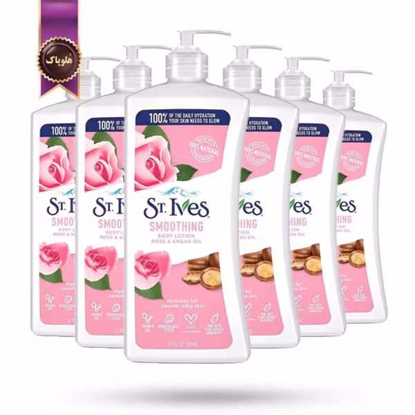 6 عدد لوسیون بدن سنت ایوز St. Ives مدل گل رز و روغن آرگان Rose & Argan Oil حجم 621 میلی لیتر (اورجینال)