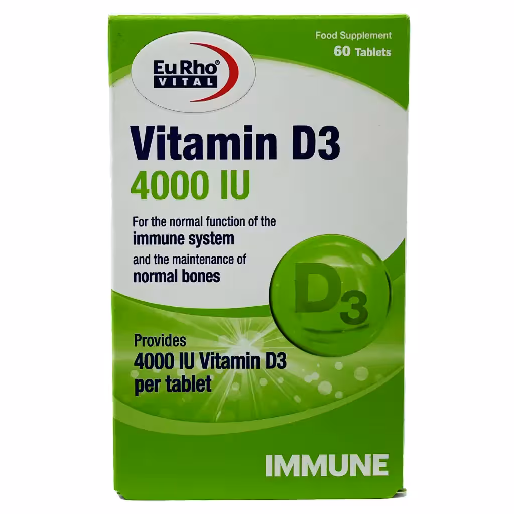 قرص ویتامین د3 یوروویتال 4000 واحدی - 60 عددی