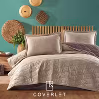 روتختی پنبه دوزی بژ قهوه‌ای مدل Lorna