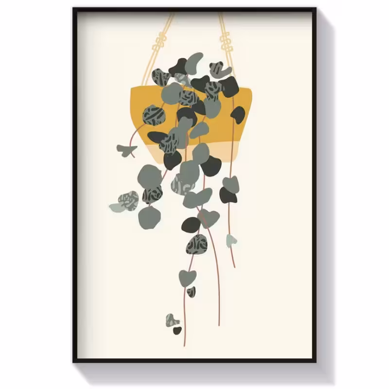 تابلو دکوراتیو بوهو طرح برگ تم سبز و زرد