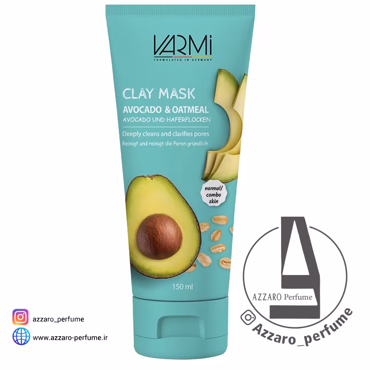 ماسک صورت وارمی varmi مدل خاک رسی جو و آووکادو حجم 150 میل