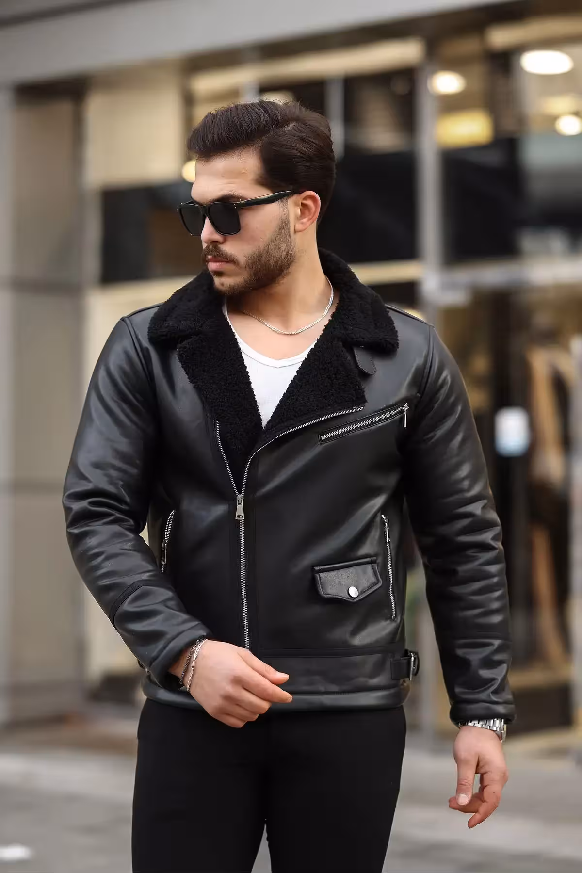 پالتوی چرم مردانه کَپشنی تابستانی ضد باد - 7289