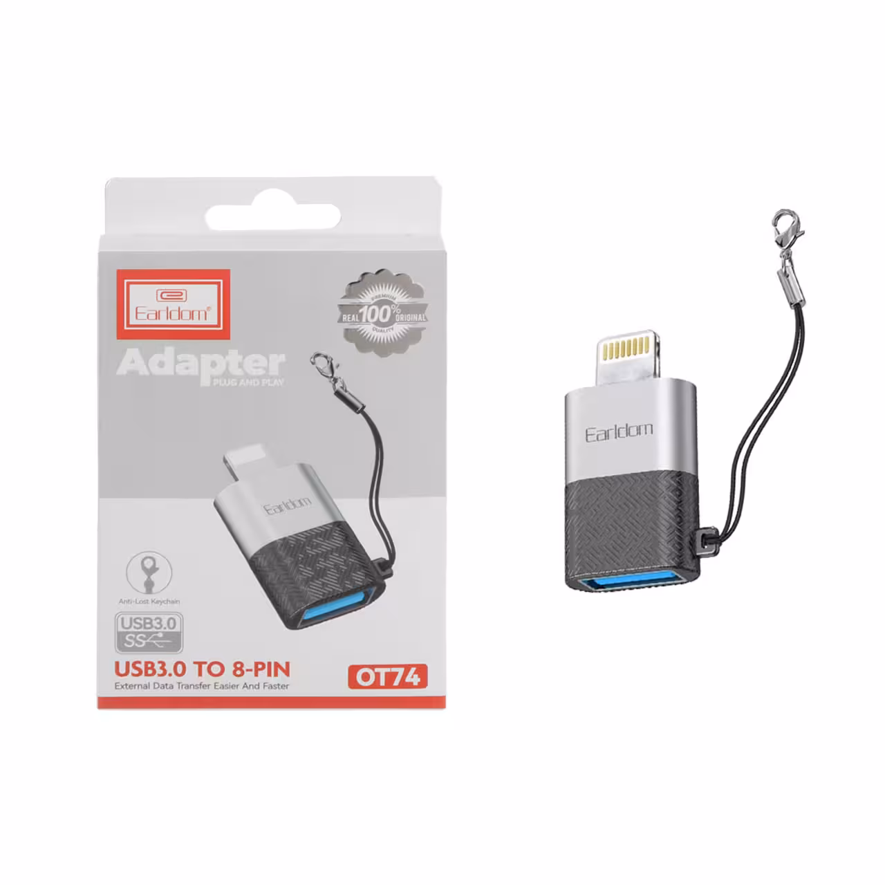 تبدیل Earldom USB TO Lightning مدل ET-OT74 - نقره ای