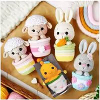 عروسک بافتنی حیوانات گلدونی هرکدام349تومن بافت با رنگ دلخواه شما