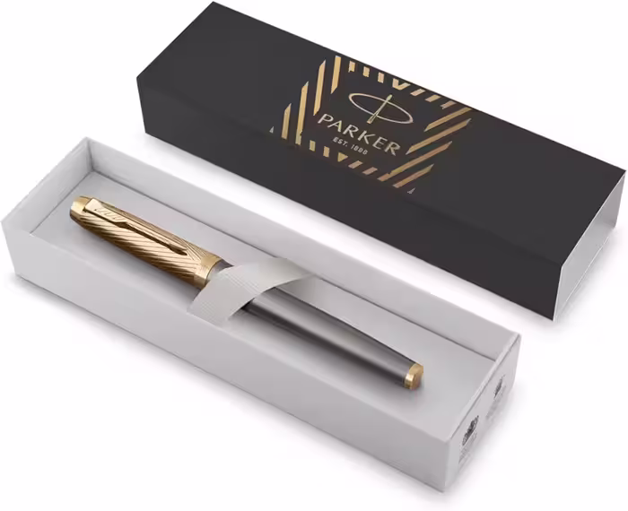خودنویس Parker فرانسه مدل IM پریمیوم پرستیژ مدل Arrow طوسی GT، نوک متوسط