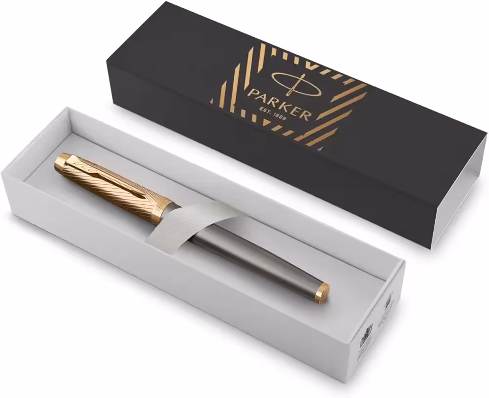 خودنویس Parker فرانسه مدل IM پریمیوم پرستیژ مدل Arrow طوسی GT، نوک متوسط