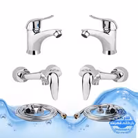 ست 6 عددی شیرآلات مدل قهرمان | 2 عدد شیر روشویی   2 عدد شیر توالت   2 عدد شلنگ توالت | کروم براق