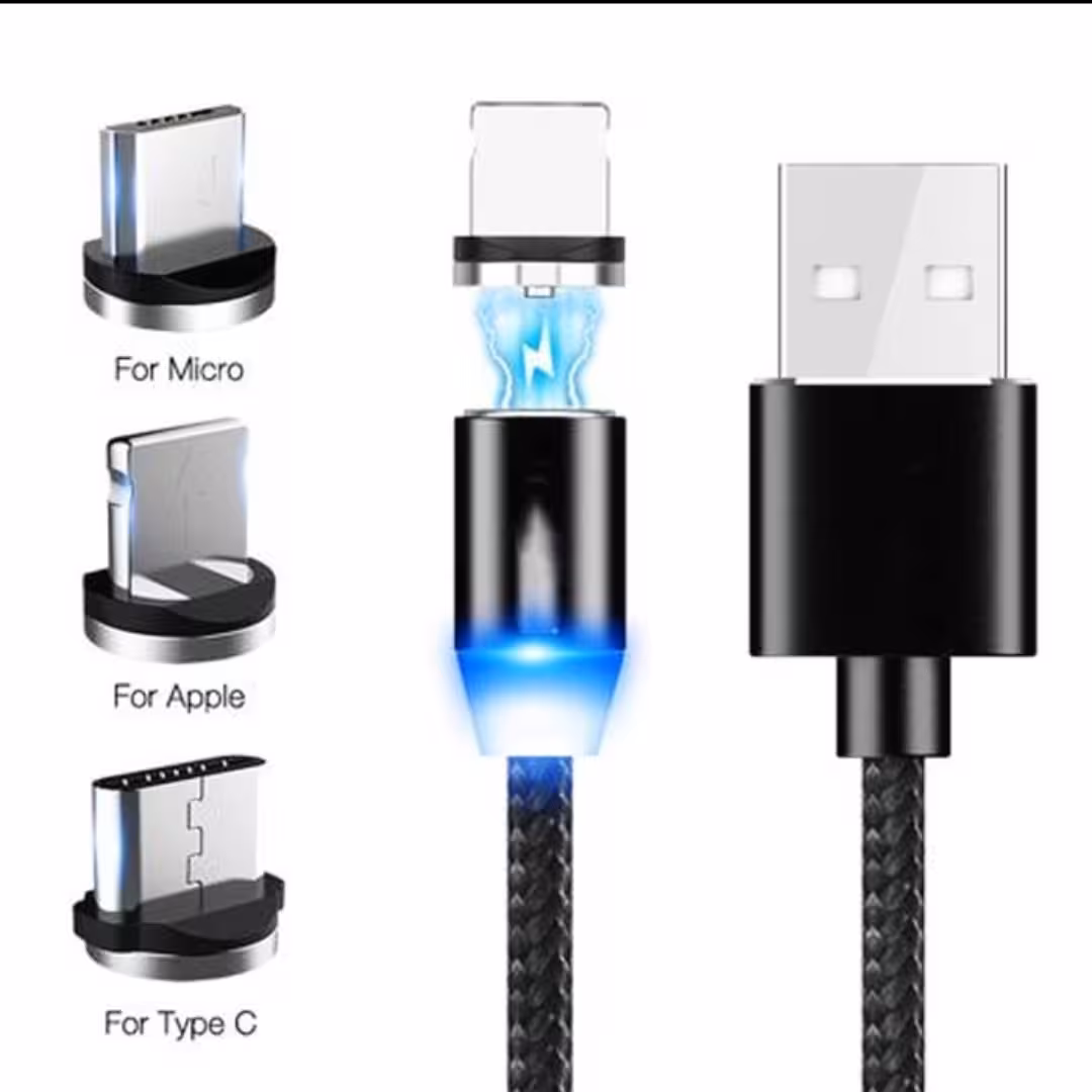 کابل مغناطیسی سه سر
دارای 3 سری Micro USB .Lightnin. Type-C
مجهز به چراغ LED آبی