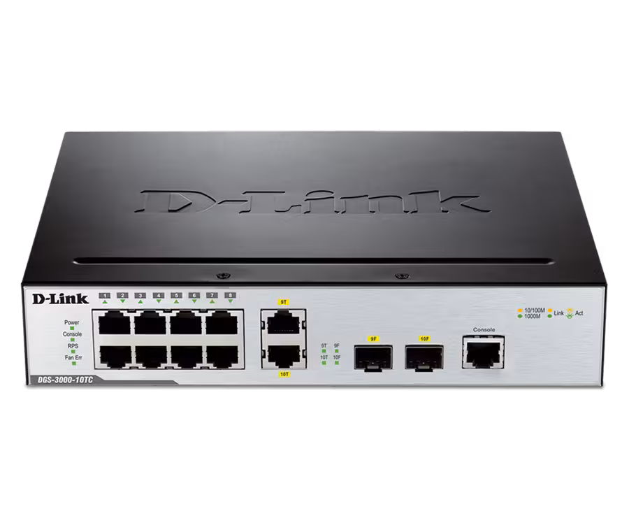 سوئیچ 10 پورت قابل مدیریت دی لینک مدل DGS-3000-10TC
