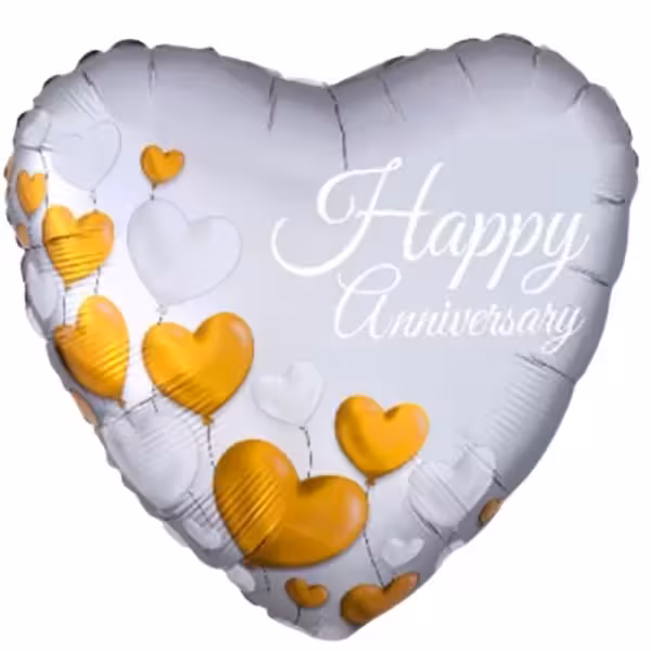 بادکنک فویلی قلب طرح طلایی happy anniversary