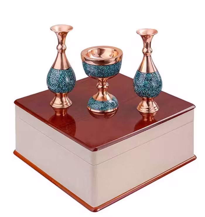 ست گلدان 16cm همراه سنگاب 13cmو جعبه چوبی
