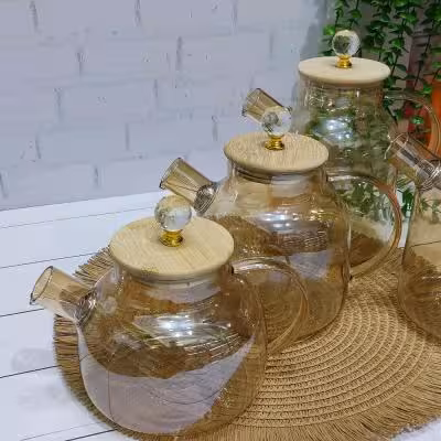 قوری پیرکس شامپاین درب بامبو الماسی 1500 میل