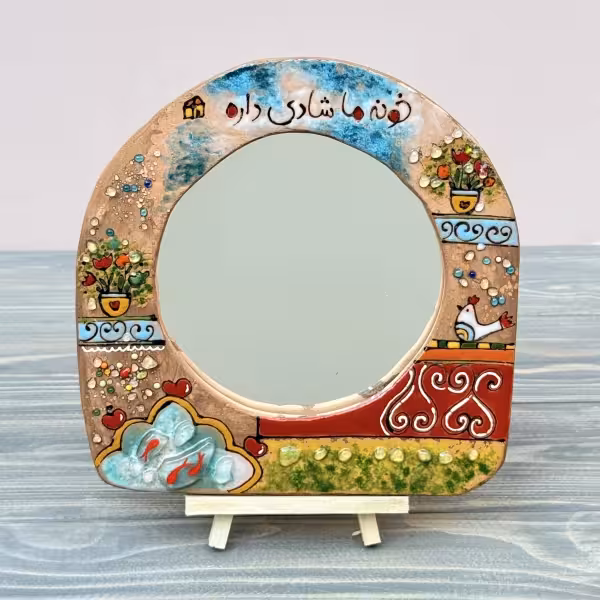 آینه دیواری و رومیزی سفالی طرح یک