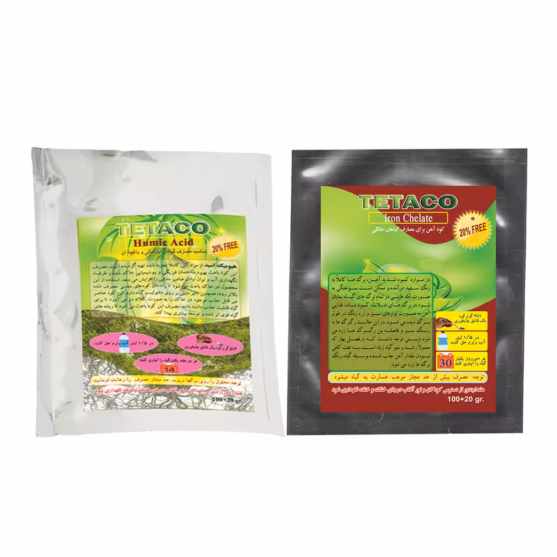 کود هیومیک اسید کلات آهن تتاکو مناسب گلدان و باغچه وزن 240 گرم مجموعه 2 عددی