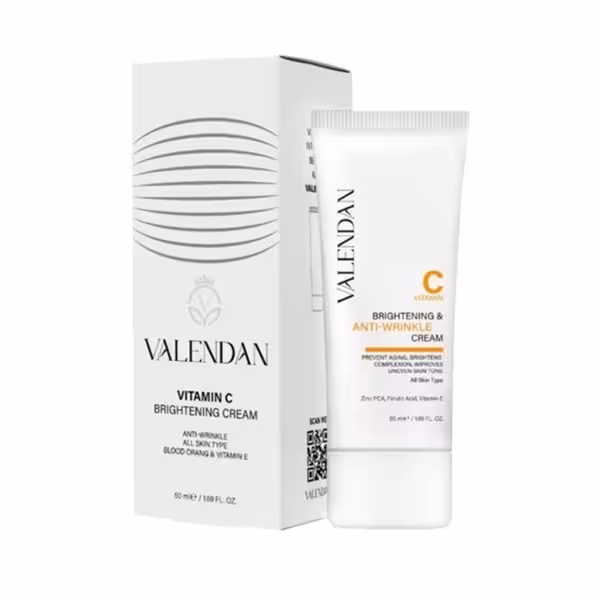 کرم روشن کننده و رفع چروک های پوست حاوی ویتامین C ولندان 50 میلی لیتر | Valendan Vitamin C Brightening And Anti-Wrinkle Cream 50ml