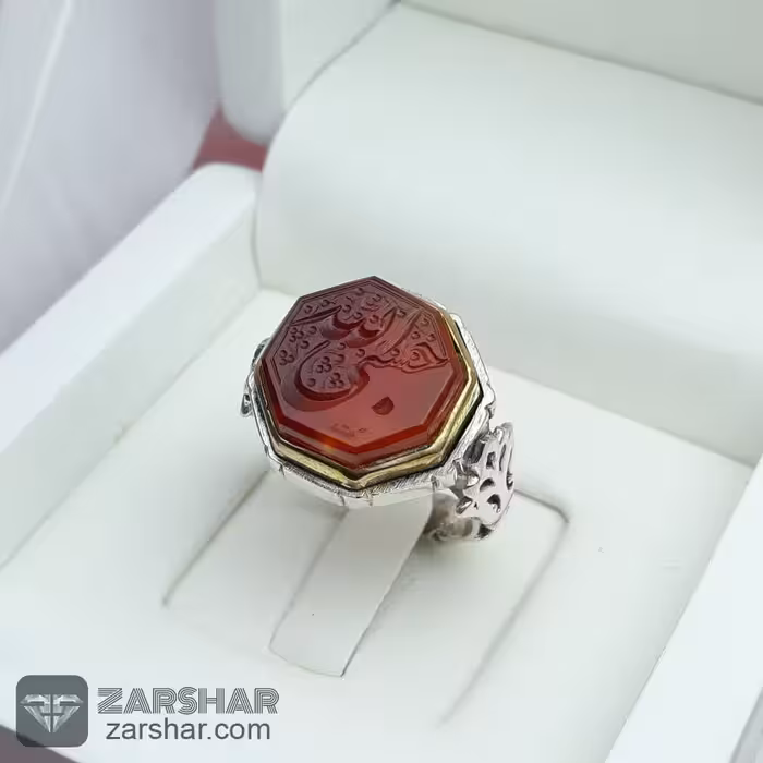 انگشتر عقیق یمنی سرخ خوشرنگ حسبی الله