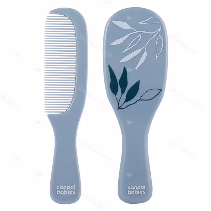 شانه و برس نوزاد پسرانه با الیاف طبیعی طرح گلد آبی کانپول Canpol