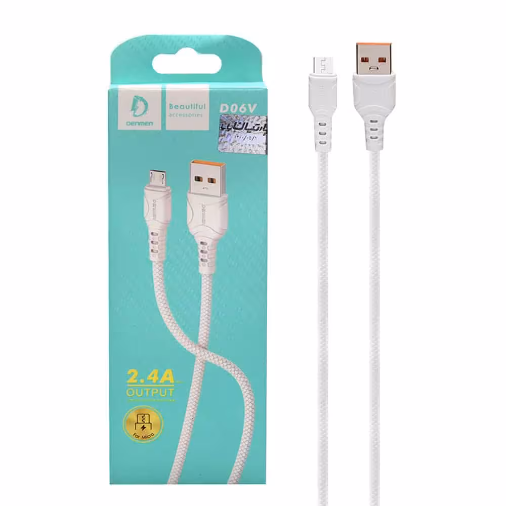 کابل شارژ فست اندروید DENMEN مدل D06V سفید