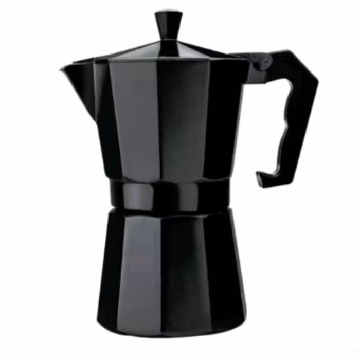 قهوه جوش 6 کاپ خارجی رنگی رنک مشکی وزن240 گرم با بسته بندی 290 گرم 