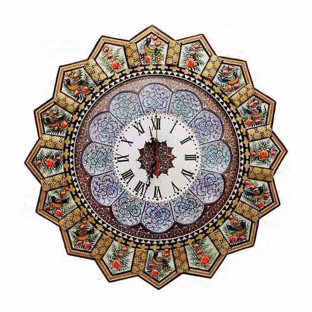 ساعت دیواری خاتم کاری طرح خورشید M02