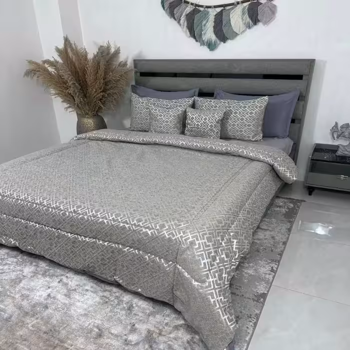 روتختی مخمل طلاکوب طوسی روشن