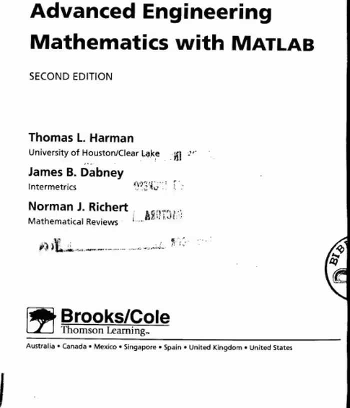 خرید و دانلود نسخه کامل کتاب Advanced engineering mathematics with Matlab