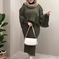 پیراهن مهمانی زنانه پشمی مدل دو تکه سارافون و رویه بافت نویان (قبل از ثبت سفارش موجودی بگیرید)