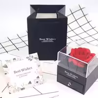 جعبه جواهرات کشویی مشکی وارداتی با رز جاودان