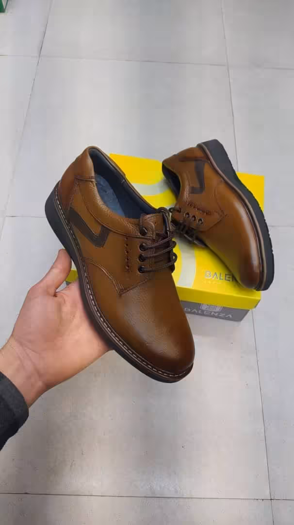 کفش مردانه طبی تمام چرم کد 2965 بند دار