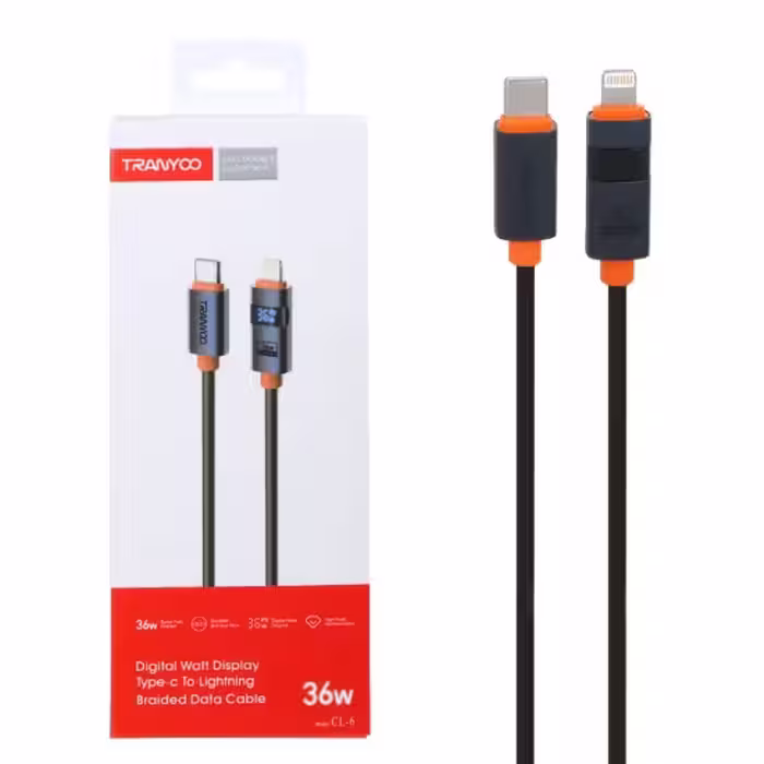 کابل تبدیل USB-C به لایتنینگ ترانیو مدل CL-6 به طول 1.2 متر