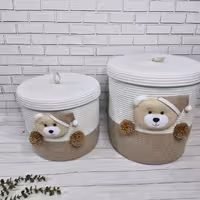 باکس ارتفاع 30 درب دار اتاق کودک مکرومه طرح خرس کلاه دار