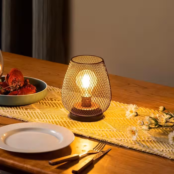 چراغ رومیزی قفس فلزی Table Lamp Metal Cage Light
