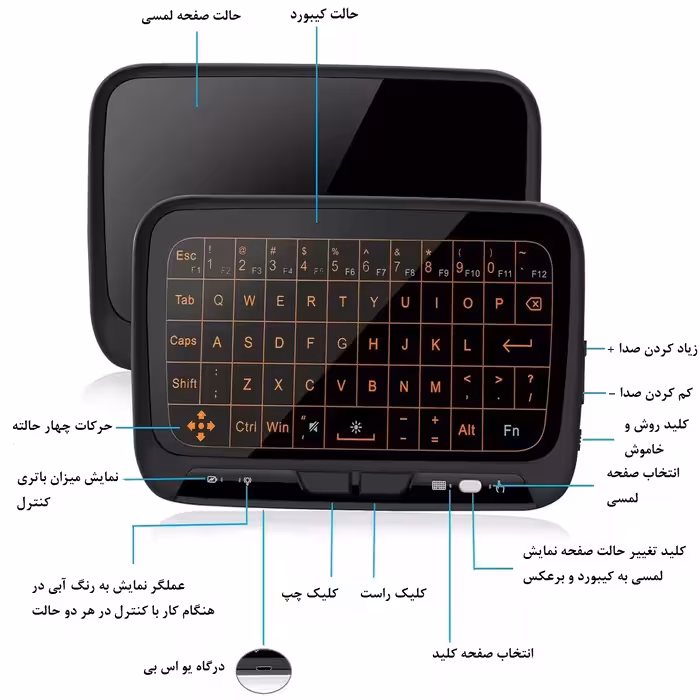 مینی کیبورد بی سیم همراه با تاچ پد مدل  H18