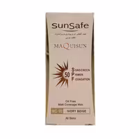 ضد آفتاب کرم پودری و پرایمری فاقد چربی SPF50 بژ عاجی سان سیف-Sun Safe