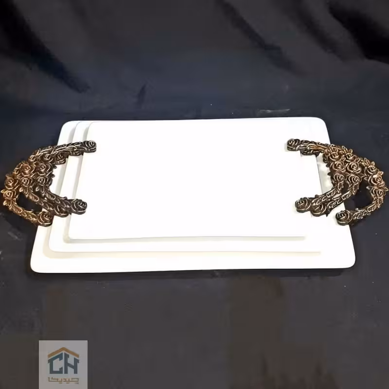 دیس چینی مستطیل متوسط دسته پیوتر مدل 103