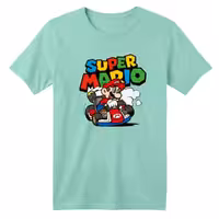 تی شرت آستین کوتاه بچگانه مدل ماریو کد 7 رنگ سبز روشن